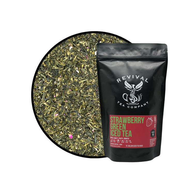 1 Gallon Strawberry Green Iced Tea Bags - Revival Tea Company