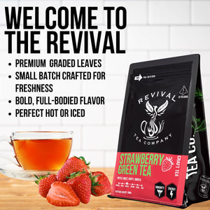 1 Gallon Strawberry Green Iced Tea Bags - Revival Tea Company